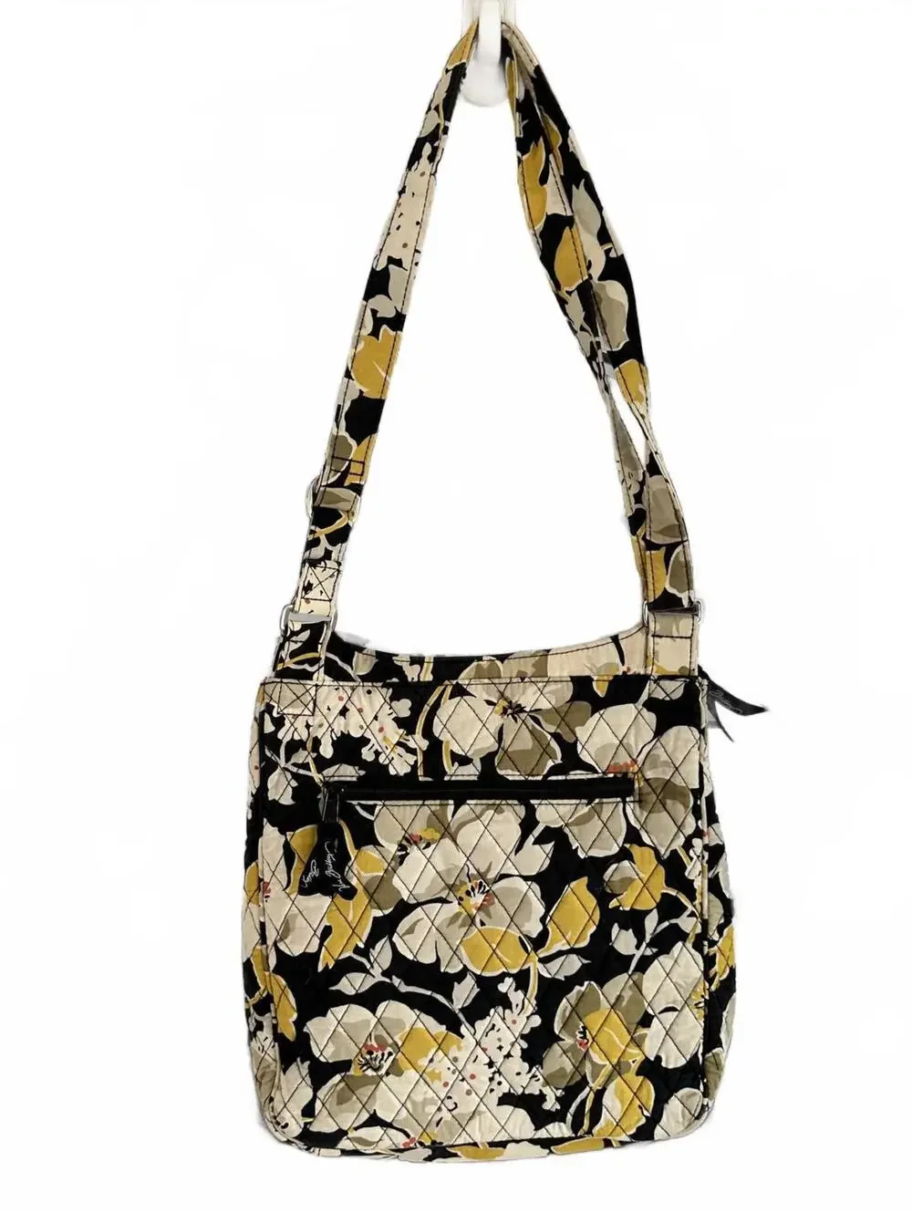 Vera Bradley Floral Black & Yellow Quilted Crossbody Bag - EUC - Picture 3 of 8